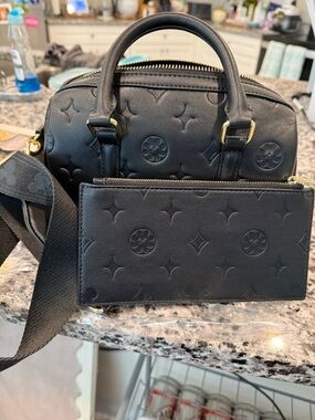 Aden + Louise Black Mini Duffle with Matching Wallet